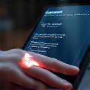 A biofeedback device connected to a smartphone app, showing heart rate variability data.